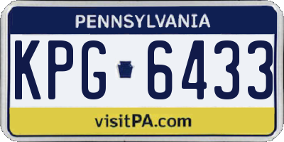 PA license plate KPG6433