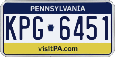 PA license plate KPG6451