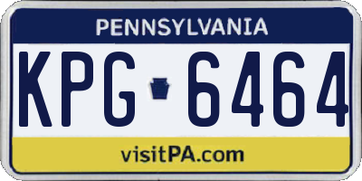 PA license plate KPG6464
