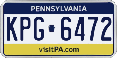 PA license plate KPG6472