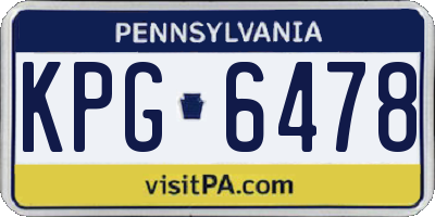PA license plate KPG6478