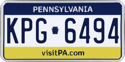 PA license plate KPG6494