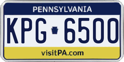 PA license plate KPG6500
