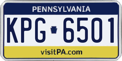 PA license plate KPG6501