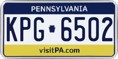 PA license plate KPG6502