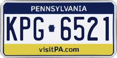 PA license plate KPG6521