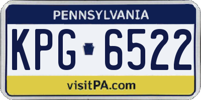 PA license plate KPG6522