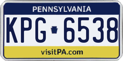 PA license plate KPG6538