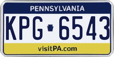 PA license plate KPG6543