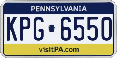 PA license plate KPG6550