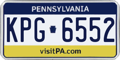 PA license plate KPG6552