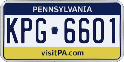 PA license plate KPG6601