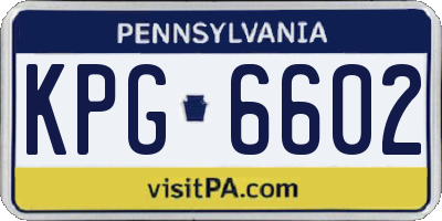 PA license plate KPG6602