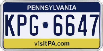 PA license plate KPG6647