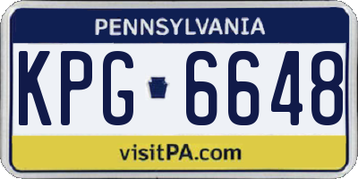 PA license plate KPG6648