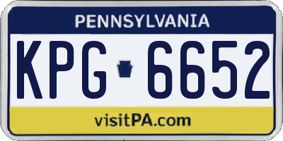 PA license plate KPG6652