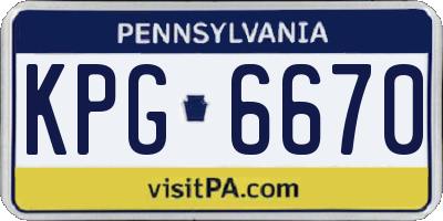 PA license plate KPG6670