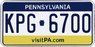 PA license plate KPG6700