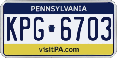 PA license plate KPG6703