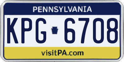 PA license plate KPG6708