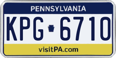 PA license plate KPG6710