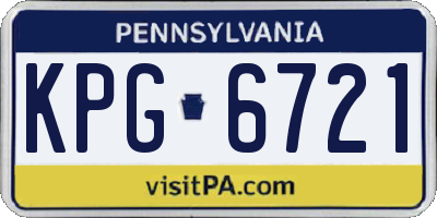 PA license plate KPG6721