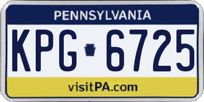 PA license plate KPG6725