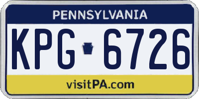 PA license plate KPG6726