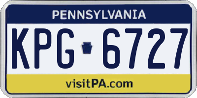 PA license plate KPG6727