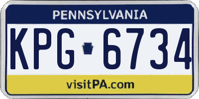 PA license plate KPG6734
