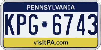 PA license plate KPG6743