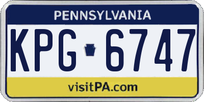 PA license plate KPG6747