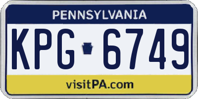 PA license plate KPG6749
