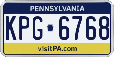 PA license plate KPG6768