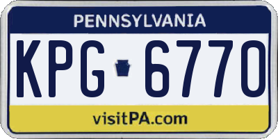 PA license plate KPG6770