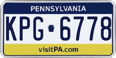 PA license plate KPG6778