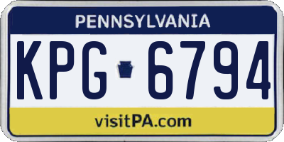 PA license plate KPG6794