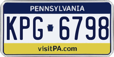 PA license plate KPG6798