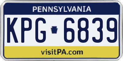 PA license plate KPG6839
