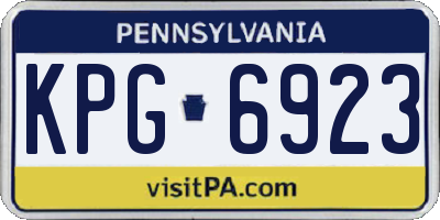 PA license plate KPG6923