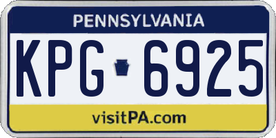 PA license plate KPG6925