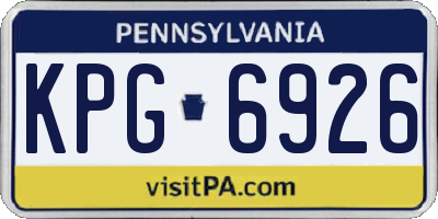 PA license plate KPG6926