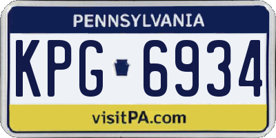 PA license plate KPG6934