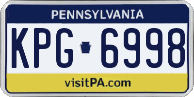 PA license plate KPG6998