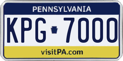 PA license plate KPG7000