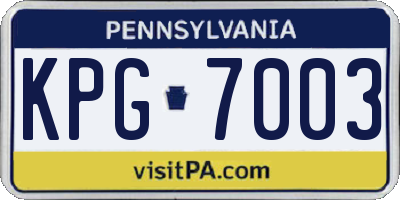 PA license plate KPG7003