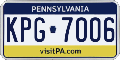 PA license plate KPG7006