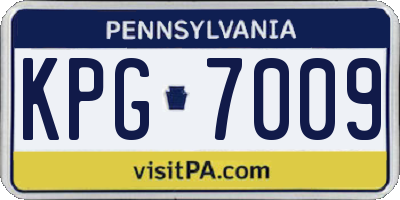 PA license plate KPG7009