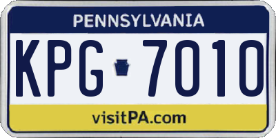 PA license plate KPG7010
