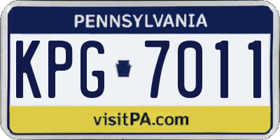 PA license plate KPG7011